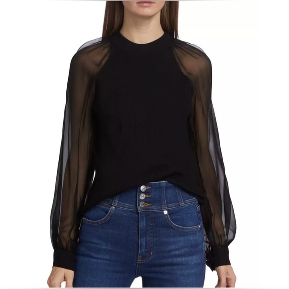 EUC Veronica Beard Women Black Silk Lucienne Long Sleeve Blouse Top Size XS‎ Lux - Picture 1 of 9